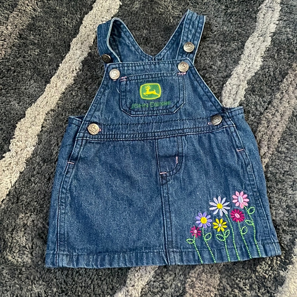 Baby girl John Deere overall dress 3/6 month